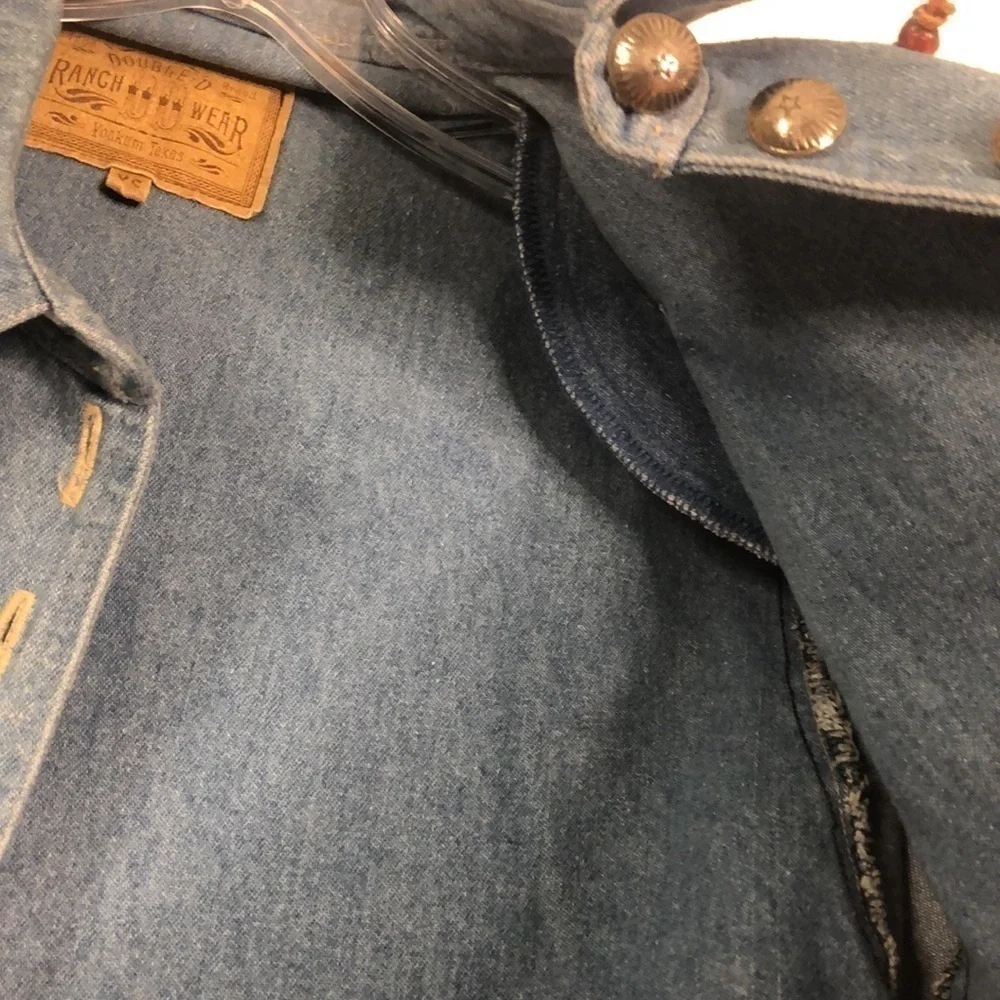 VINTAGE DOUBLE D RANCH BEADED WOMENS DENIM JACKET SUEDE FRINGE - Picture 10 of 16